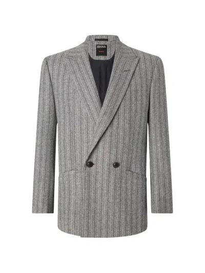 Zegna Grey Trofeo Selection Wool Jacket In Gray