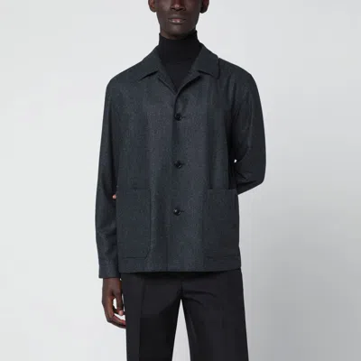 ZEGNA GREY WOOL OVERSHIRT