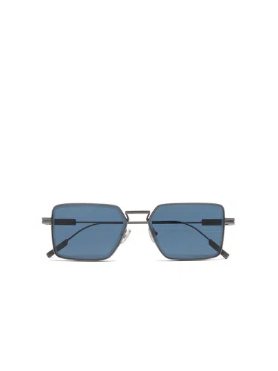 Zegna Square-frame Tinted Sunglasses In Gunmetal