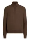 Zegna Oasi Cashmere Jacquard Quarter Zip Sweater In Brown