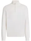 Zegna Men's Half-zip Pullover Sweater In White