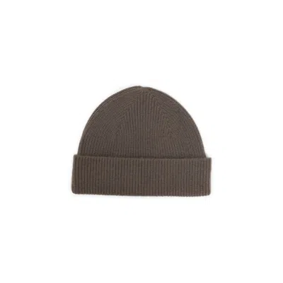 Zegna Ribbed Knit Hat Folded Cuff In Brown