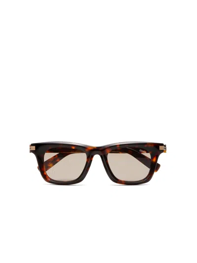 Zegna Havana Brown Acetate Sunglasses
