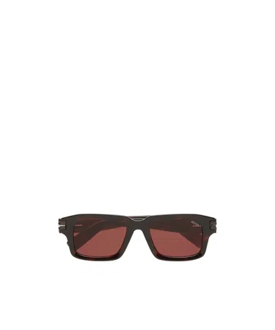 Zegna Havana Logo Sunglasses In Burgundy