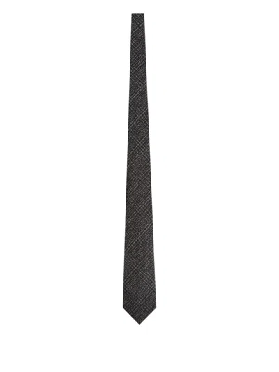 Zegna Herringbone-pattern Tie In Black