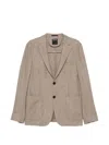 Zegna Herringbone-pattern Wool-blend Jacket In Brown
