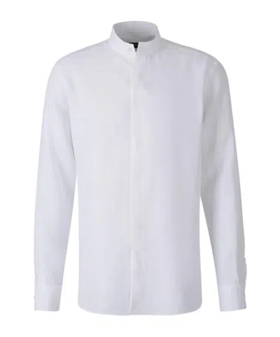 Zegna High Collar Long Sleeve Shirt In White