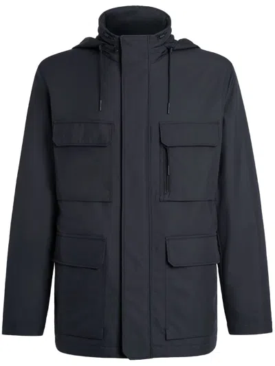 Zegna High-neck Long-sleeve Jacket In Blue