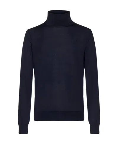 Zegna High-neck Long-sleeved Sweater In Black