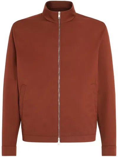 Zegna Blouson Motorin 100cc En Microfibre In Brick Red