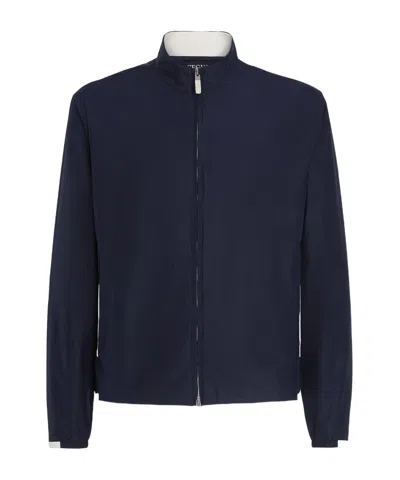 Zegna High-neck Zipped Jacket In Blue