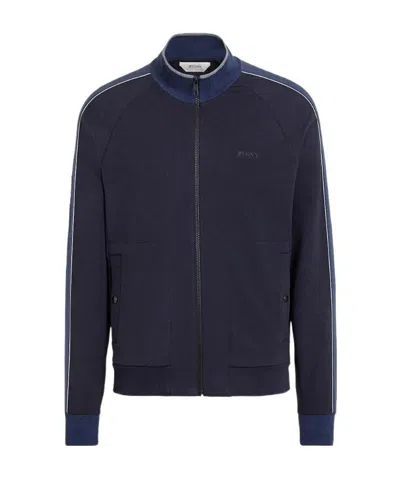 Zegna High-necked Zipper Casual Jacket In Black
