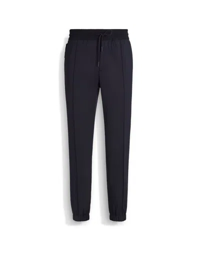 Zegna Navy Blue High Performance Wool Joggers