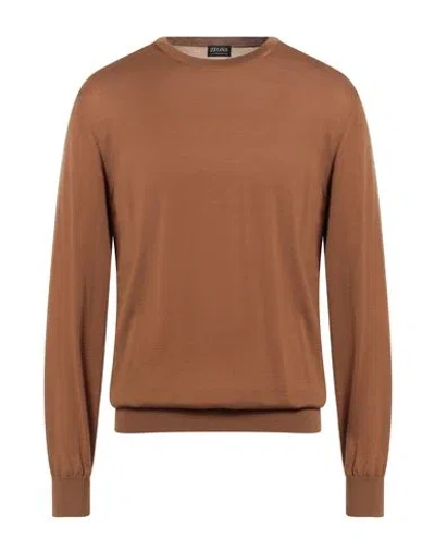 ZEGNA ZEGNA HIGH PERFORMANCE MAN SWEATER CAMEL SIZE 44 WOOL
