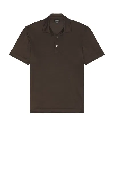 Zegna High Performance Polo In Dark Brown