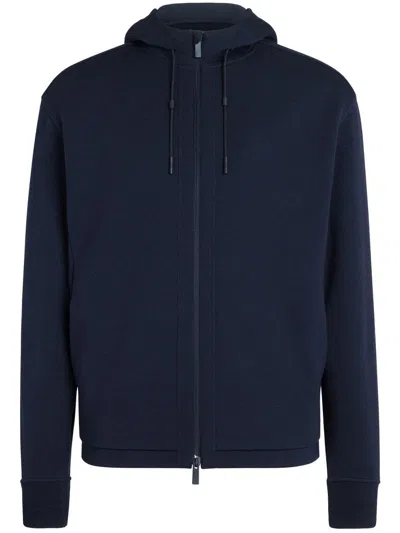 Zegna Drawstring-fastening Hooded Jacket In Blue