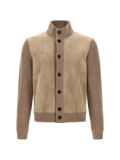 Zegna High-neck Cardigan In Brown