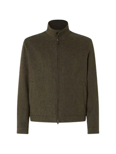 Zegna High-neck Zip-up Jacket In Green