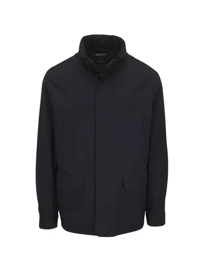 Zegna Hooded Flap-pocket Coat In Black