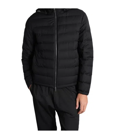 Zegna Hooded Padded Jacket In Black