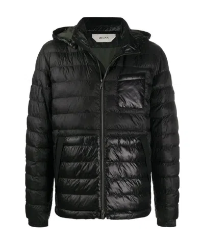 Zegna Hooded Padded Jacket In Black