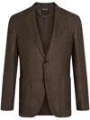 Zegna Houndstooth Blazer In Brown