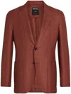Shop Zegna Single-breasted Blazer In Brown