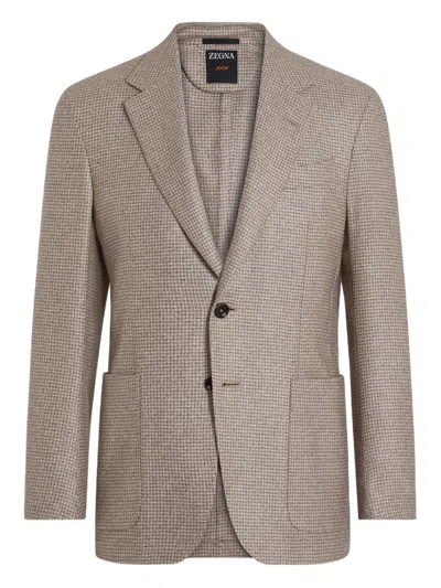 Zegna Houndstooth Blazer In Brown