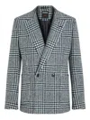 Zegna Houndstooth Double-breasted Blazer In Green
