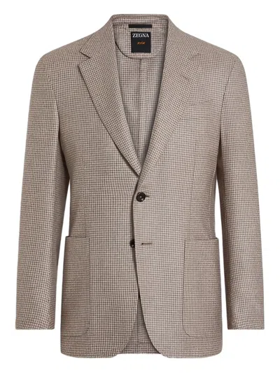 Zegna Houndstooth Pocketed Blazer In Neutral