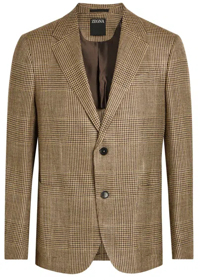 Zegna Houndstooth Woven Blazer In Multi