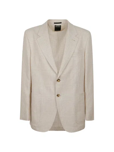 Zegna Houndstooth-pattern Blazer In Neutral