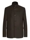 Zegna Il Conte Calf-leather Jacket In Brown