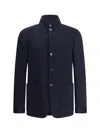Zegna Cashmere Coat With Pockets And Collar In Blue