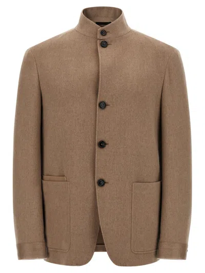Zegna Il Conte Puffer Jackets Beige In Brown