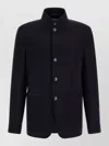 Zegna Il Conte Tailored Jacket Stand Collar In Blue