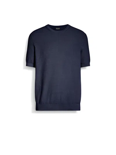 Zegna Ink Blue Premium Cotton Crewneck