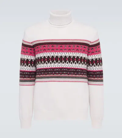 ZEGNA INTARSIA CASHMERE TURTLENECK SWEATER