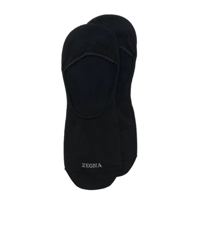 Zegna Intarsia-logo Socks In Black
