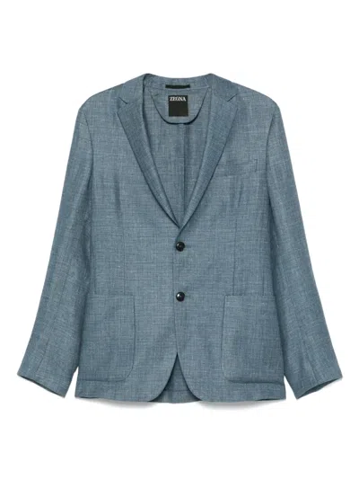 Zegna Long Sleeve Casual Jacket In Blue
