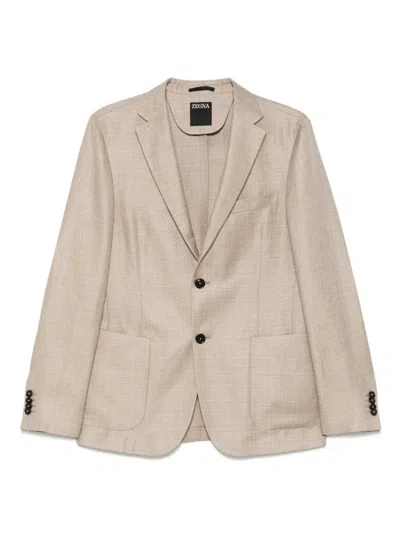 Zegna Interwoven Blazer In Neutrals