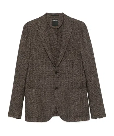 Zegna Interwoven-design Blazer In Brown