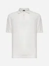 Zegna Cotton Polo Shirt With Intarsia Knitted Stripe In White