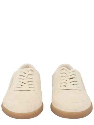 Zegna Ivory Minimalist Calf Leather Sneakers In Multi
