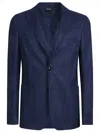 Zegna Micro Structure Cotton Jersey Jacket In Blue