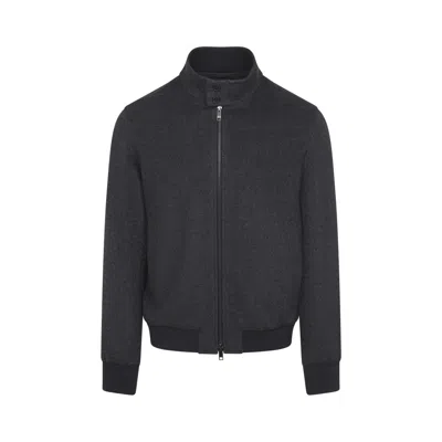 Zegna Modern Blouson With High Collar And Buttons In Gray
