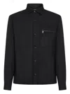 Zegna Tailored Black Wool Overshirt With Pointed Collar And Zip Pocket In Black