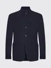 Zegna Cashmere Coat With Pockets And Collar In Blue