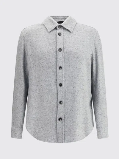 Zegna Gray Cashmere And Silk Shirt