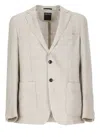 Zegna Chalk Stripe Linen And Silk Jacket In Beige